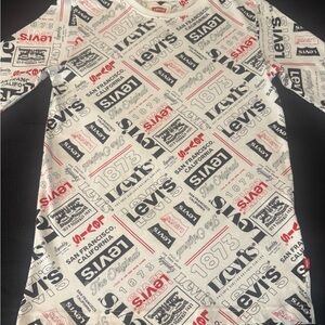 Levi's Kids White and Black Graphic Long Sleeve Tee Size Large